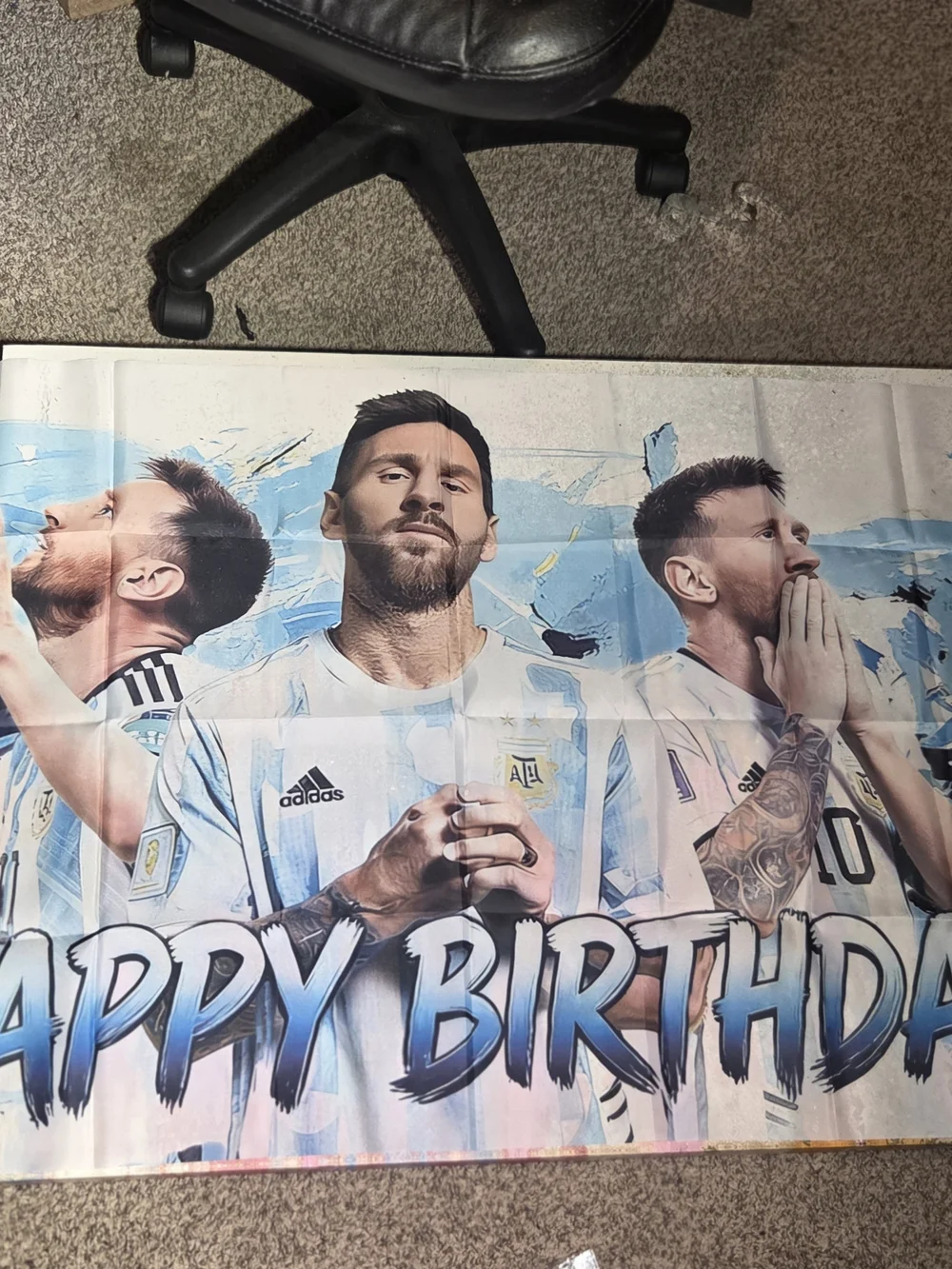 Lionel Messi Argentina Poster Banner - Light Blue & White